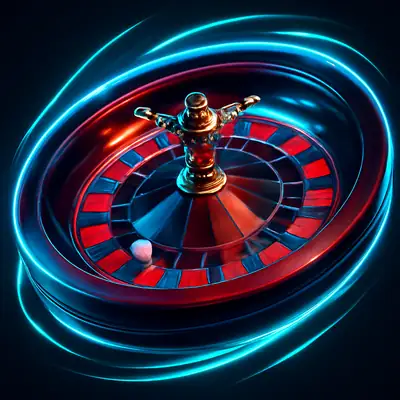 Close-up of a roulette wheel with neon motion trails in 500x Auto Roulette (Winfinity).