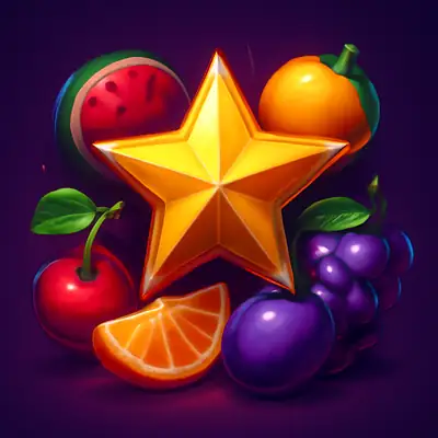 Classic fruit symbols with a golden star scatter in Hell Hot 100 (Endorphina).